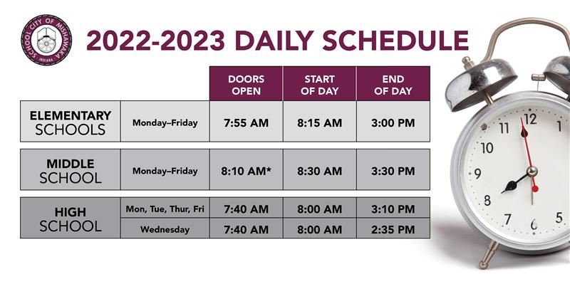 2022-2023 daily schedule